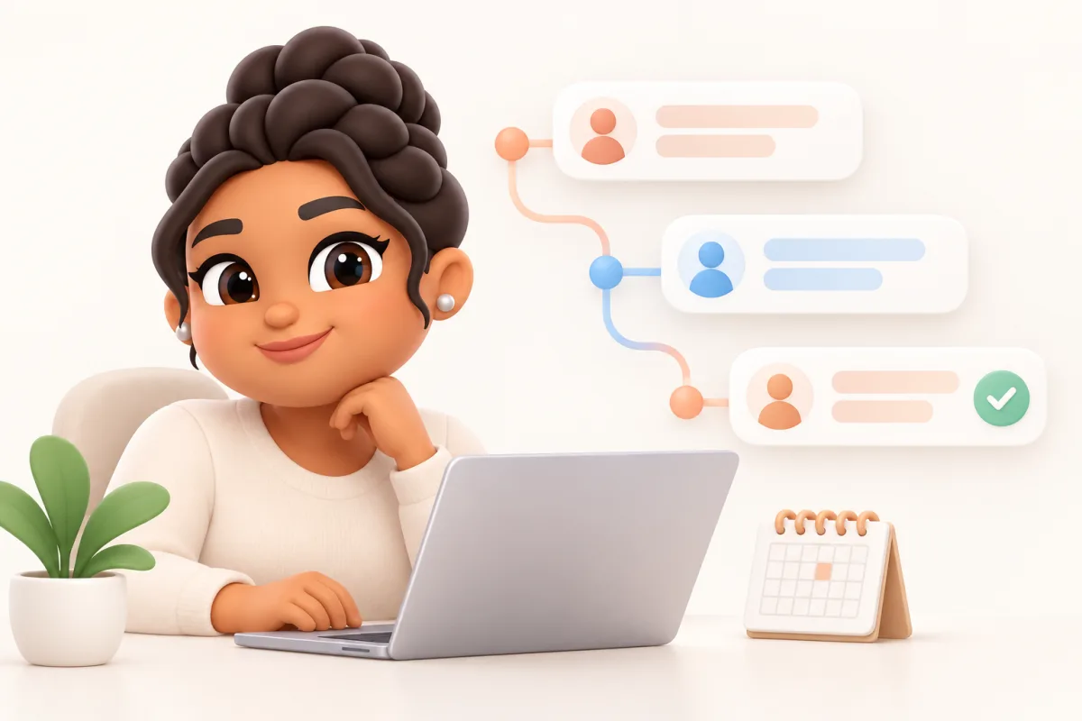 Cena ilustrativa do agente Follow-up trabalhando com Retoma conversas que ficaram em aberto