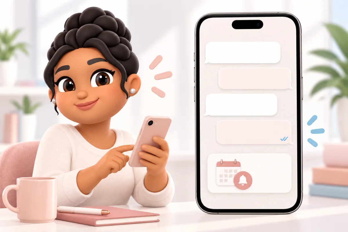Ilustração do agente Follow-up com uma interface de mensagem / continuidade