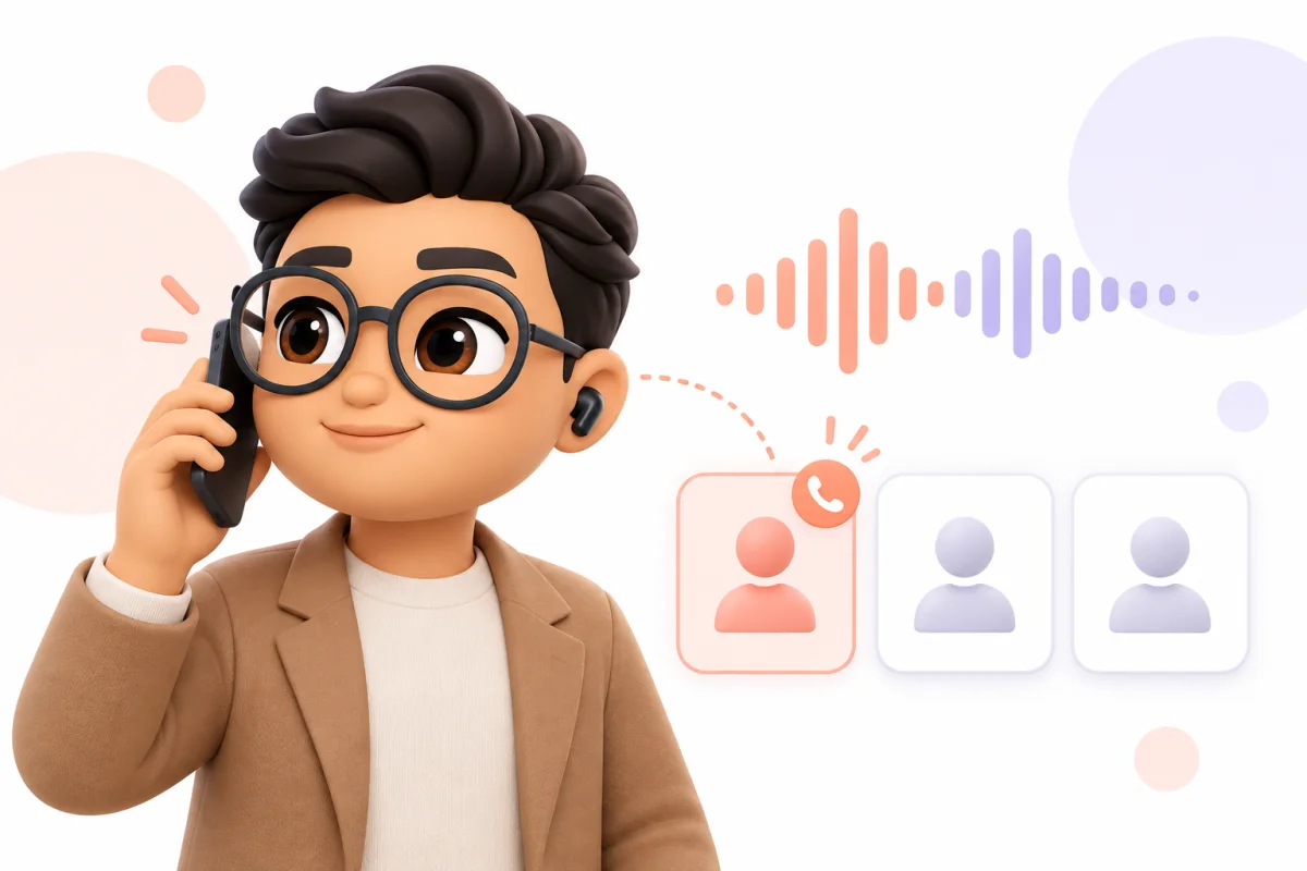 Ilustração do agente Outbound com uma interface de ligação / prospecção